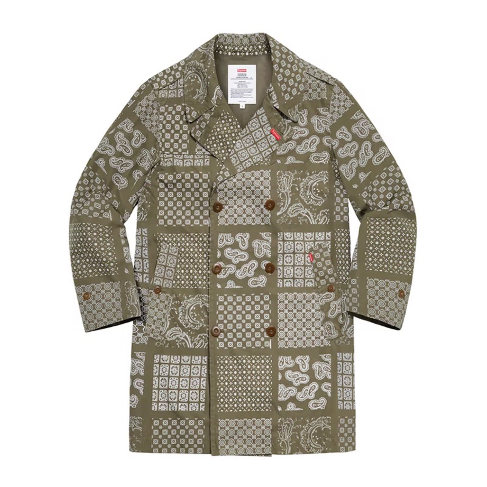 Supreme Military Trench Coat Olive Paisley
